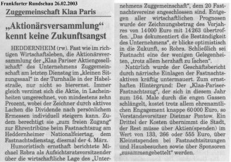Aktionärsversammlung 2003